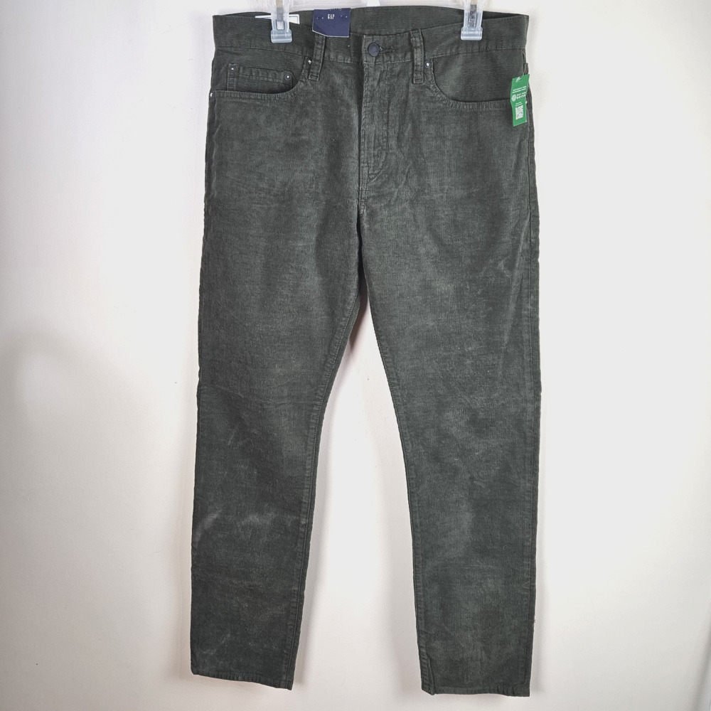 Gap Corduroy Pants Mens 33x32 Green Slim Fit Gapflex Straight Leg NWT